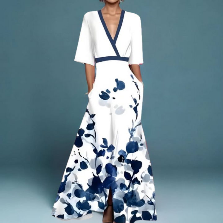 Michelle -  Elegant Floral Wrap Dress