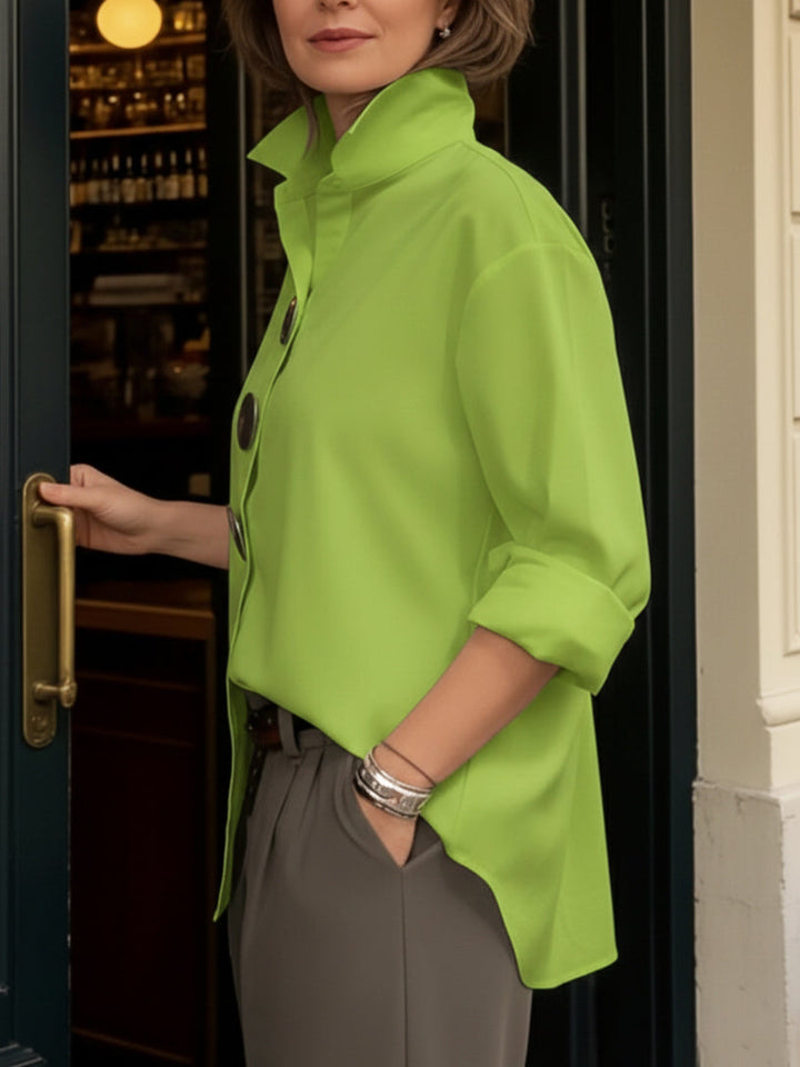 Rosaline | Elegant Statement Button Stand Collar Blouse