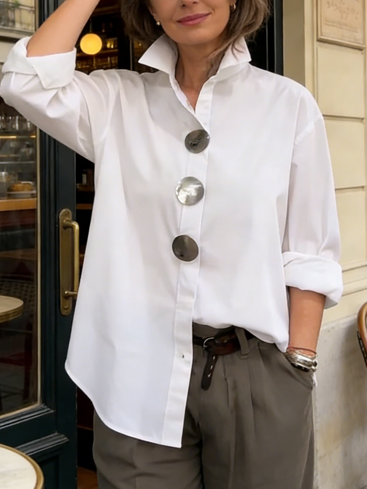 Rosaline | Elegant Statement Button Stand Collar Blouse