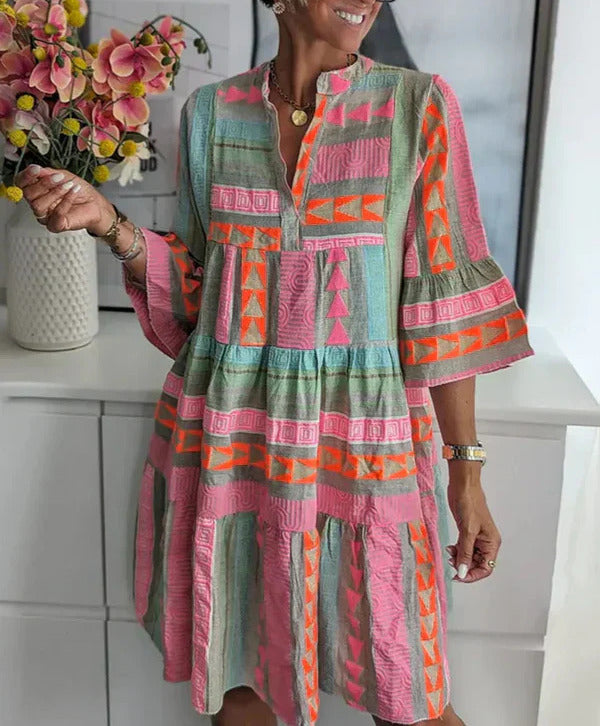 Clara - Breezy V-Neck Boho Midi Dress