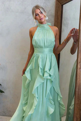 Celestia Ruffled Halter Maxi Dress