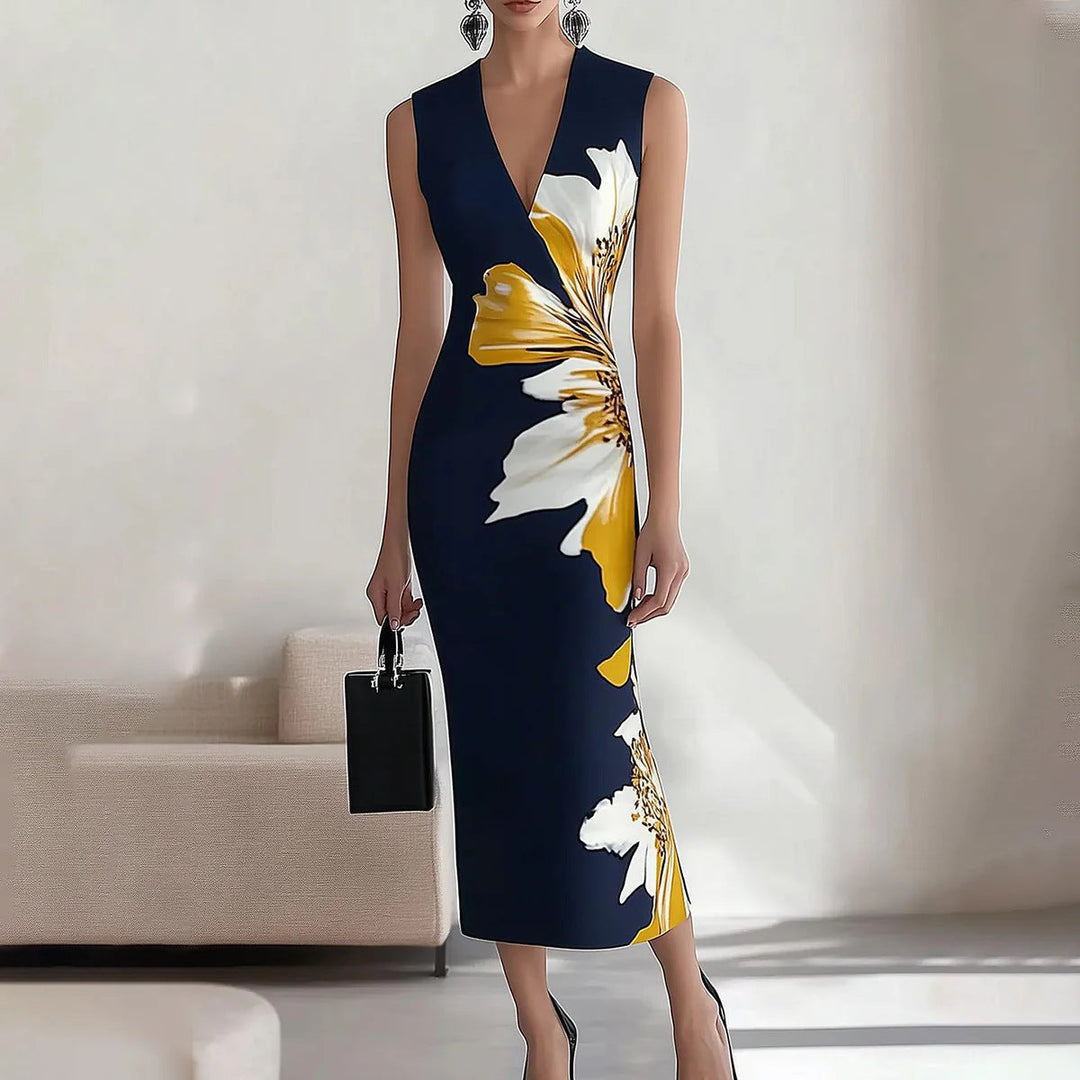 SAVITA | ELEGANT FLORAL MIDI DRESS