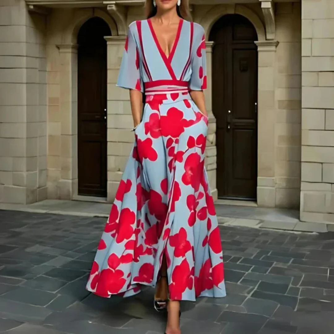 Michelle -  Elegant Floral Wrap Dress