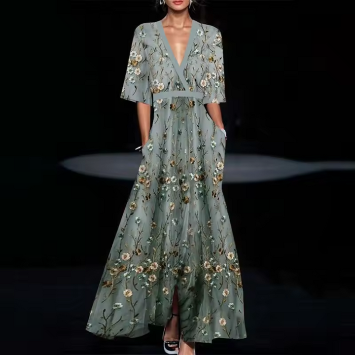 Michelle -  Elegant Floral Wrap Dress