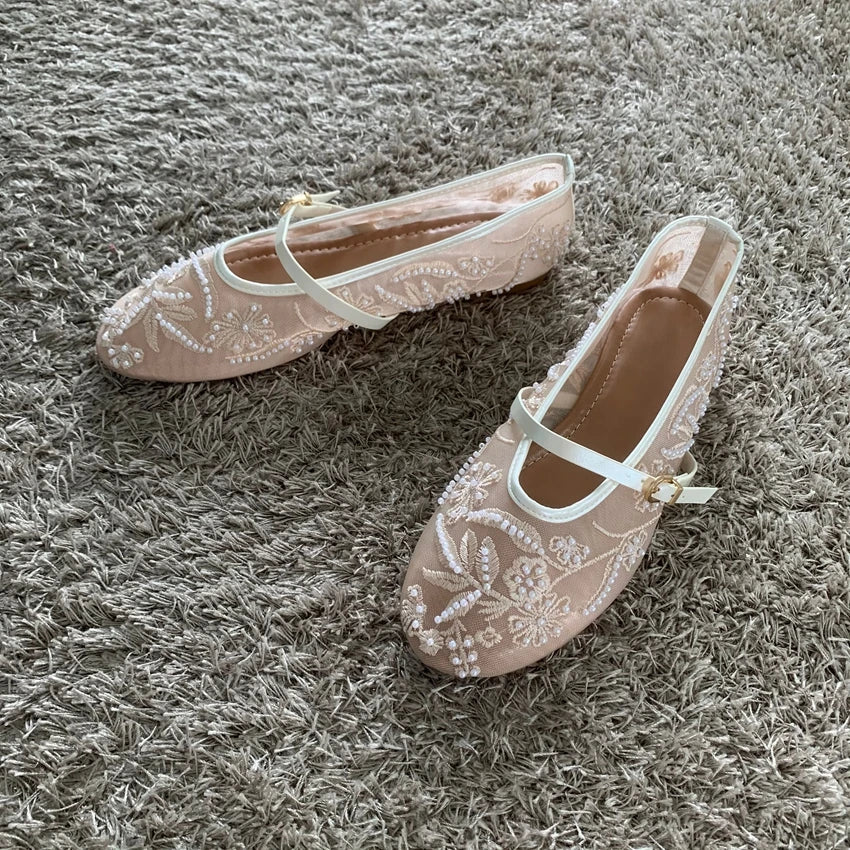 Isabelle | The Floral Embroidered Mary Jane Flat