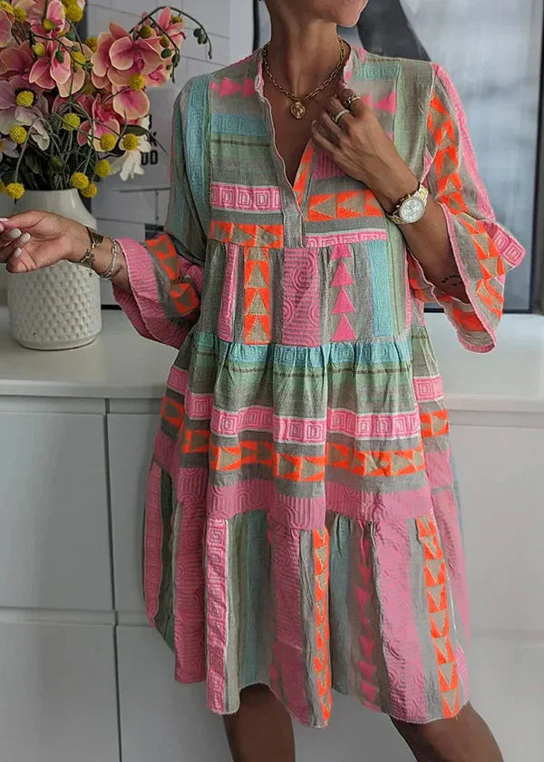 Clara - Breezy V-Neck Boho Midi Dress