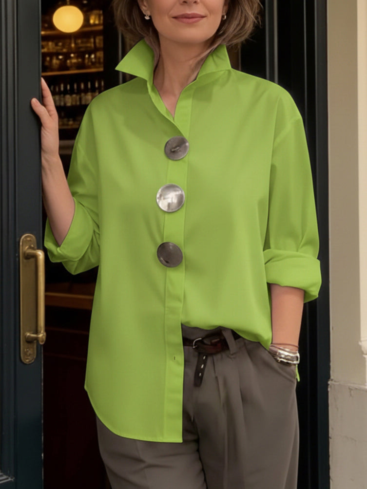 Rosaline | Elegant Statement Button Stand Collar Blouse
