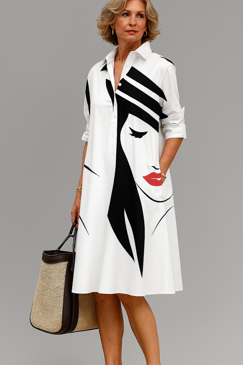 Diane | Abstract Elegance Midi Dress