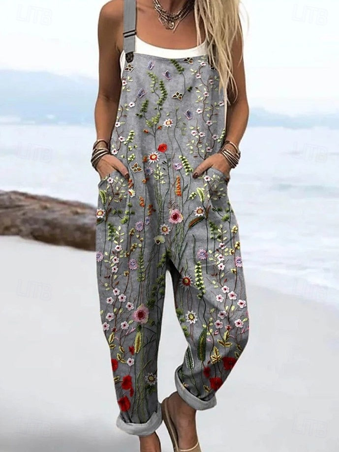 Floral Drawstring Jumpsuit